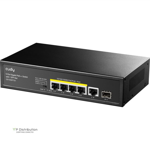 CUDY GS1005PTS1 5-Port Gigabit PoE+ Switch 1 SFP Port 120W