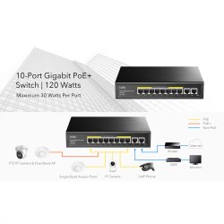 CUDY GS1010PE 8-Port Gigabit PoE+ Switch 2 Gigabit Uplink Ports 120W