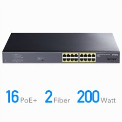 CUDY GS1020PS2 16-Port Gigabit PoE+ Switch 2 Gigabit SFP Ports 200W