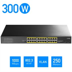 CUDY GS1028PS2 24-Port Gigabit PoE+ Switch 2 SFP Ports 300W