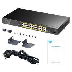 CUDY GS1028PS2 24-Port Gigabit PoE+ Switch 2 SFP Ports 300W
