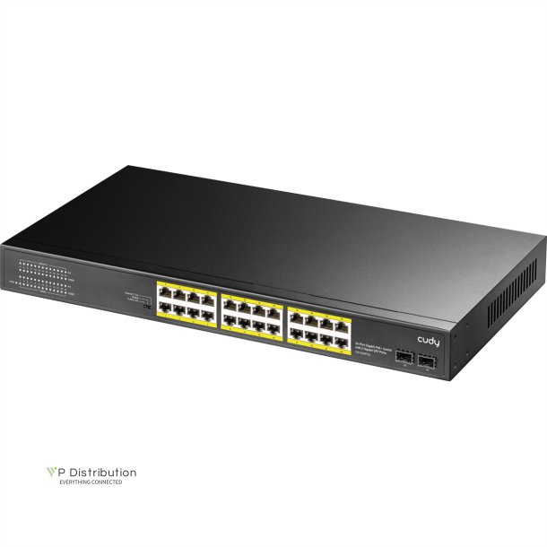 CUDY GS1028PS2 24-Port Gigabit PoE+ Switch 2 SFP Ports 300W