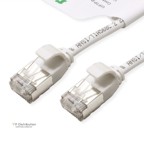 ROLINE GREEN U/FTP DataCenter Patch Cord Cat.6A (Class EA), LSOH, slim, white, 0.15 m