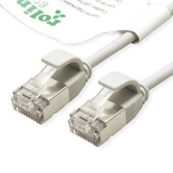 ROLINE GREEN U/FTP DataCenter Patch Cord Cat.6A (Class EA), LSOH, slim, grey, 0.15 m