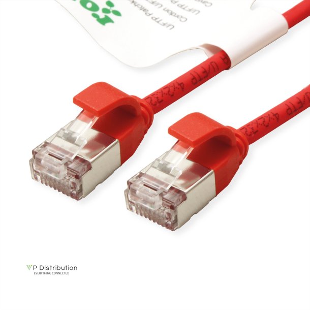 ROLINE GREEN U/FTP DataCenter Patch Cord Cat.6A (Class EA), LSOH, slim, red, 0.15 m