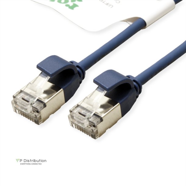 ROLINE GREEN U/FTP DataCenter Patch Cord Cat.6A (Class EA), LSOH, slim, blue, 0.15 m