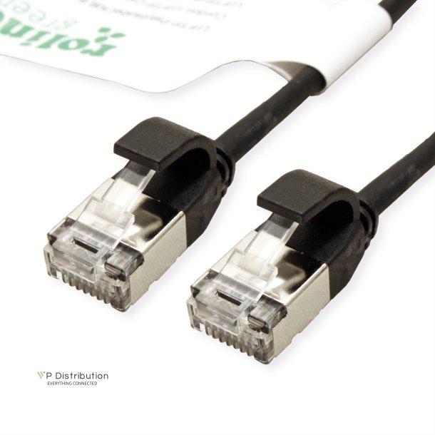 ROLINE GREEN U/FTP DataCenter Patch Cord Cat.6A (Class EA), LSOH, slim, black, 0.15 m