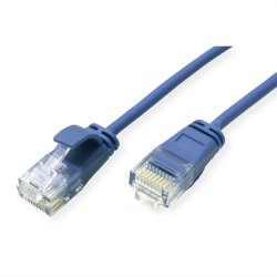 ROLINE GREEN UTP Data Center Patch Cord Cat.6A (Class EA), LSOH, Slim, blue, 0.5 m