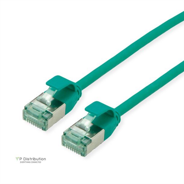 ROLINE RM U/FTP, SLIM PatchCord Cat6A/Cl.EA, green, 0,15m