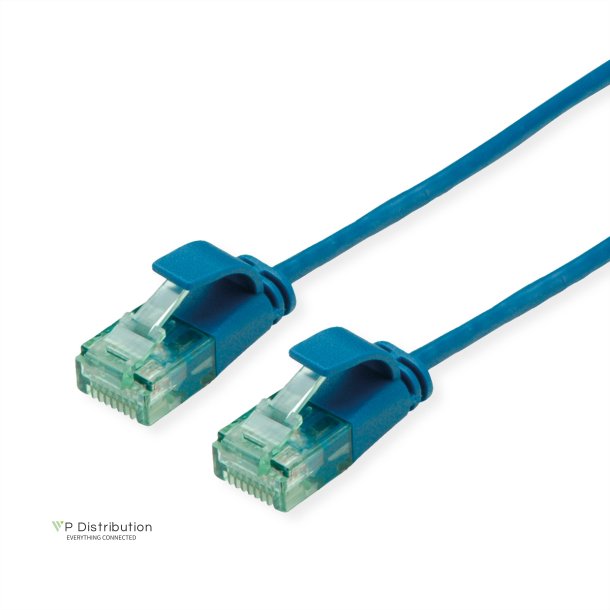 ROLINE RM UTP, SLIM PatchCord, Cat6A/Cl.EA, blue, 0.15m