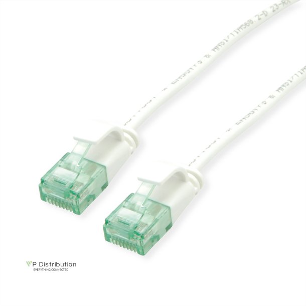 ROLINE RM UTP, SLIM PatchCord, Cat6A/Cl.EA, white, 0.15m