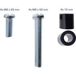 InLine&reg; 8pcs. Screw set 4x M8x20mm/M8x50mm and 4x 15mm spacers for wall mount, for Samsung-TV