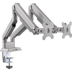 InLine&reg; Desktop mount with lifter and USB 3.0, movable, for two Displays up to 81cm (32") max. 9kg