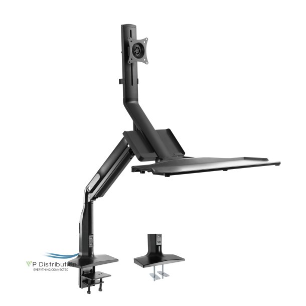 InLine&reg; Workstation desk mount with lift and USB 3.0, movable, for keyboard, mouse and monitor up to 81cm (32"), max. 9kg