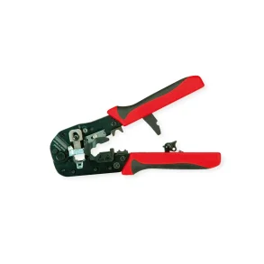 VALUE Shielded Tail Clip 8P Modular Plug Crimper, Red Handle
