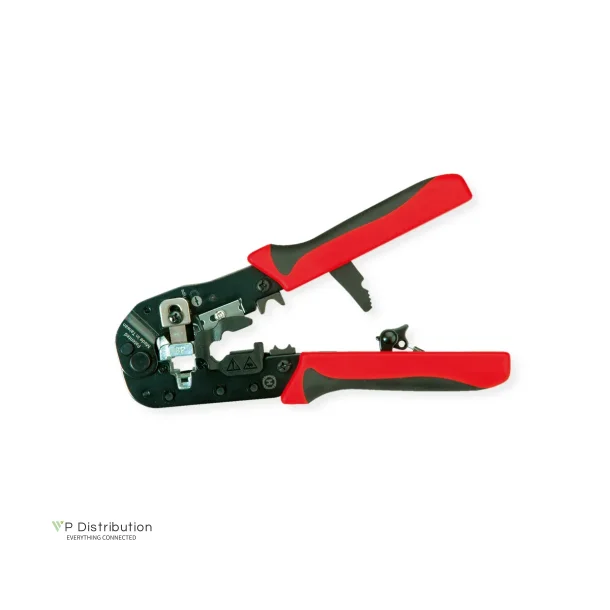 VALUE Shielded Tail Clip 8P Modular Plug Crimper, Red Handle