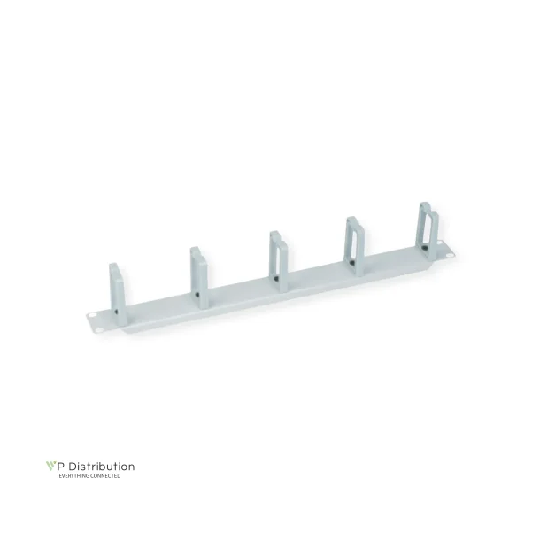 VALUE 19" 1UH Cable Management Plate, 5x C Hooks, light grey