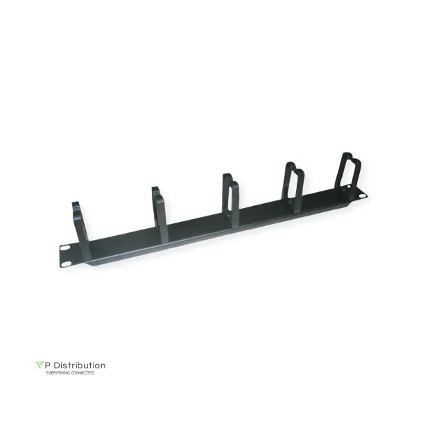 VALUE 19" 1UH Cable Management Plate, 5x C Hooks, black