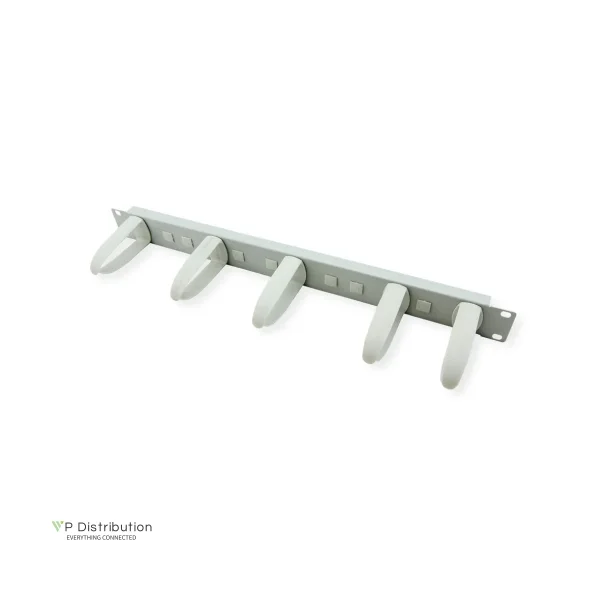 VALUE 19" Cable Management Bar with Horizontal/Vertical Cable Rings for Cabinets, grey