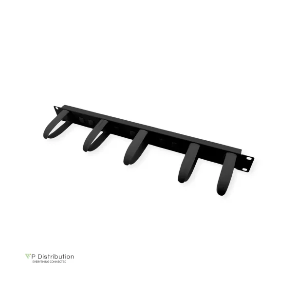 VALUE 19" Cable Management Bar with Horizontal/Vertical Cable Rings for Cabinets, black