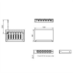 ROLINE Mini Patchpanel, Cat.6A/Cl.EA, 0.5U, 6x RJ45 ports, shielded, black
