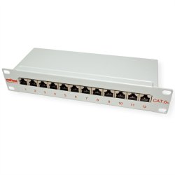 ROLINE Cat.6A (Class EA) 10" Patch Panel, 12 Ports, STP, grey