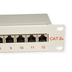 ROLINE Cat.6A (Class EA) 10" Patch Panel, 12 Ports, STP, grey