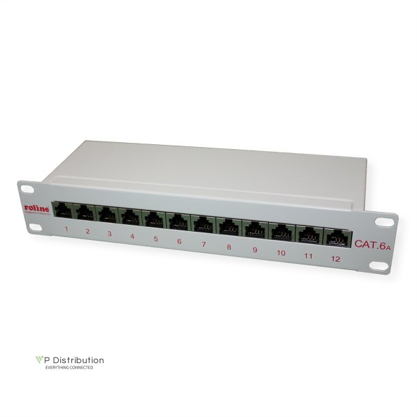 ROLINE Cat.6A (Class EA) 10" Patch Panel, 12 Ports, STP, grey