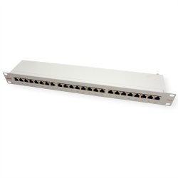 ROLINE Cat.6 (Class E) 19" Patch Panel, 24 Ports, STP, grey