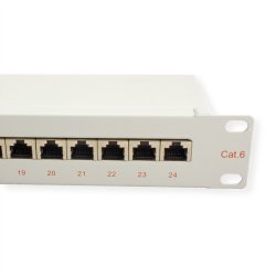 ROLINE Cat.6 (Class E) 19" Patch Panel, 24 Ports, STP, grey