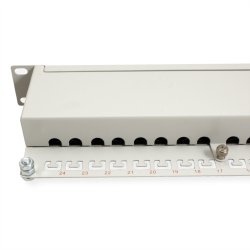 ROLINE Cat.6 (Class E) 19" Patch Panel, 24 Ports, STP, grey