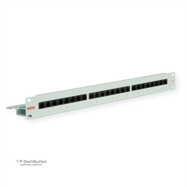 ROLINE Cat.6 (Class E) 19" Patch Panel, 24 Ports, UTP, grey