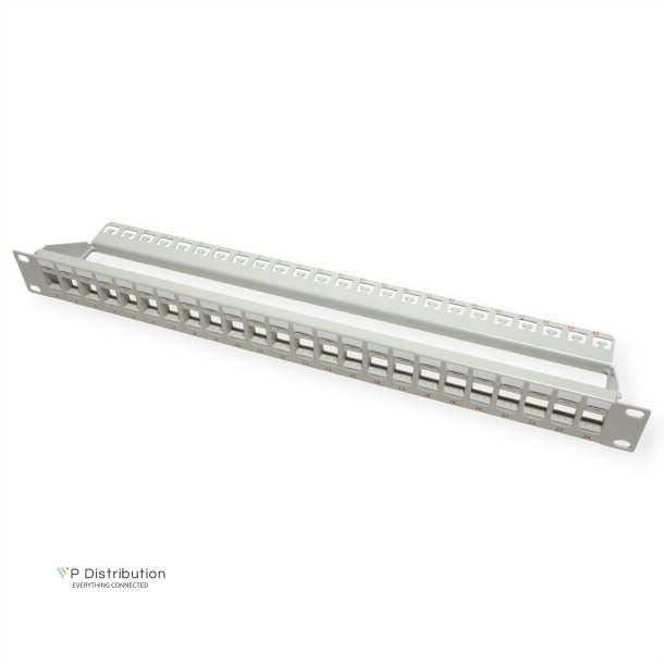 Keystone 19" Module frame UTP, Cat5/6 Cl.D/E, 24 Ports, blank, lightgrey