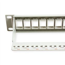 Keystone 19" Module frame UTP, Cat5/6 Cl.D/E, 24 Ports, blank, lightgrey