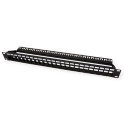 Keystone 19" Module frame UTP Cat5/6 Cl.D/E, 24 Ports, blank, UTP, black