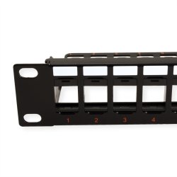 Keystone 19" Module frame UTP Cat5/6 Cl.D/E, 24 Ports, blank, UTP, black
