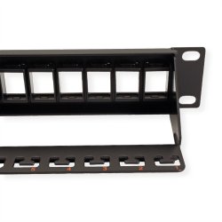 Keystone 19" Module frame UTP Cat5/6 Cl.D/E, 24 Ports, blank, UTP, black