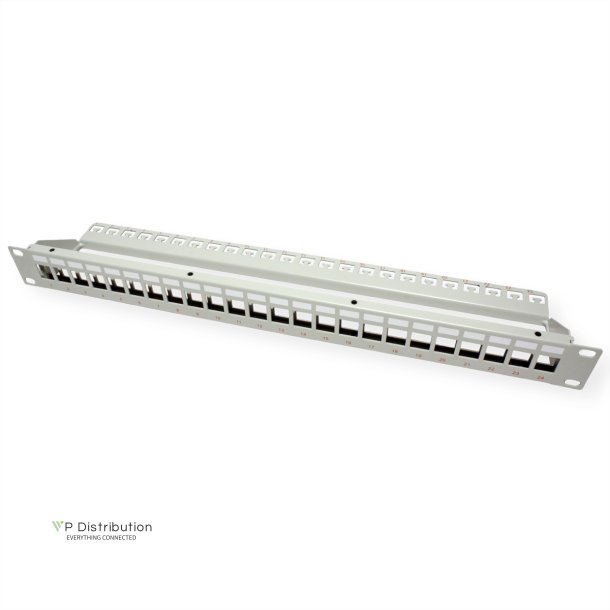 Keystone 19" Module frame Cat.5/6/6A, 24 Ports, STP, lightgrey