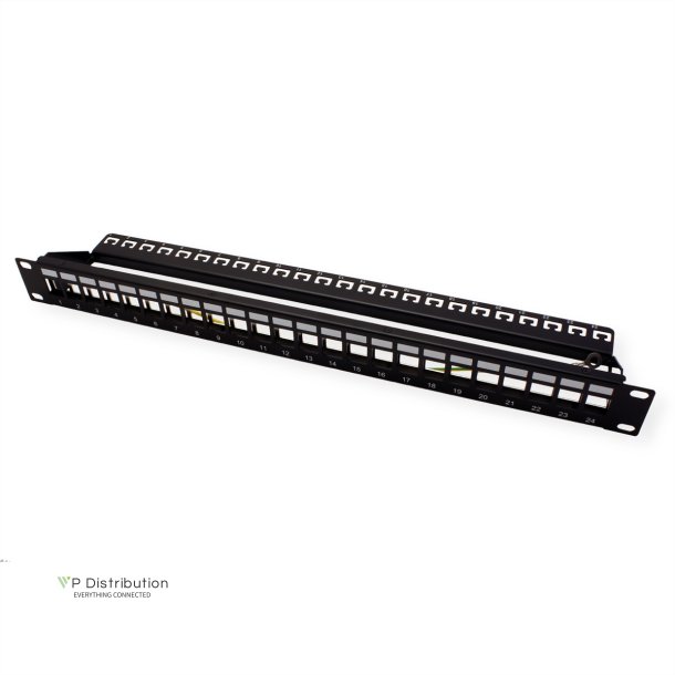 Keystone 19" Module frame Cat.5/6/6A, 24 Ports, STP, black