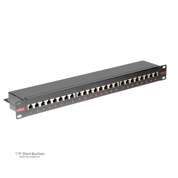 ROLINE Cat.6 (Class E) 19" Patch Panel, 24 Ports, STP, black