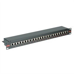 ROLINE Cat.6 (Class E) 19" Patch Panel, 24 Ports, STP, black