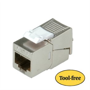 ROLINE Cat.6 (Class E) Keystone Jack, RJ-45, STP, SLIM, tool-free, silver