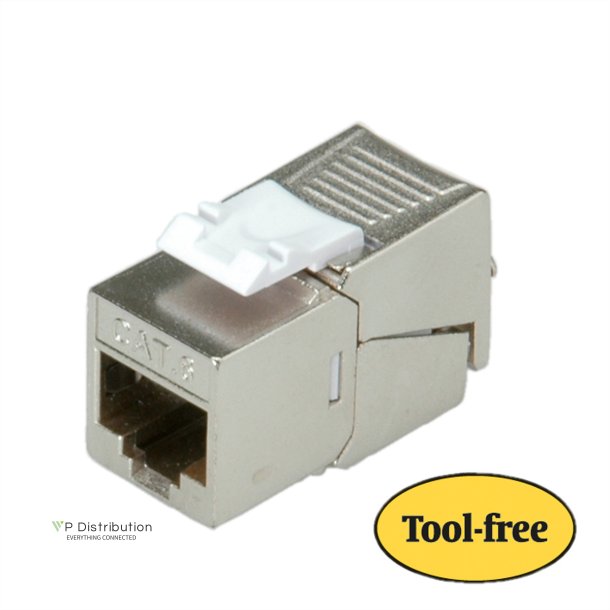 ROLINE Cat.6 (Class E) Keystone Jack, RJ-45, STP, SLIM, tool-free, silver