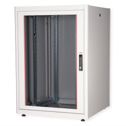 ROLINE 19-inch network cabinet Basic 22 U, 800x800 WxD glass door grey