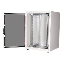 ROLINE 19-inch network cabinet Basic 22 U, 800x800 WxD glass door grey