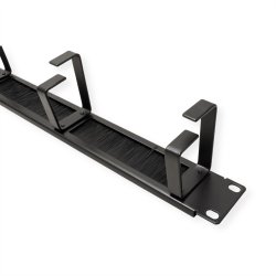 19" Cable Management 1 UH with Brush Seal, 4 Metal rings (G-Type), RAL 9005 black