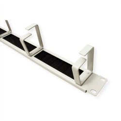 19" Cable Management 1 UH with Brush Seal, 4 Metal rings (G-Type), RAL 7035 lightgrey