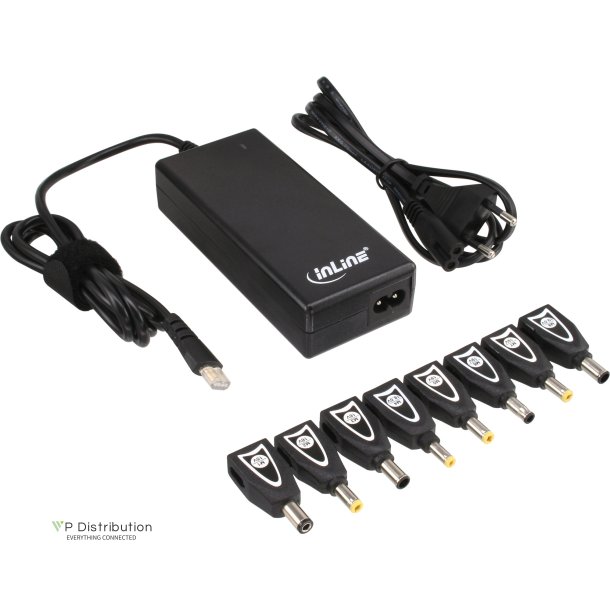 InLine&reg; Power Supply Notebook Adapter 90W USB 100-240V black incl. 8 tips