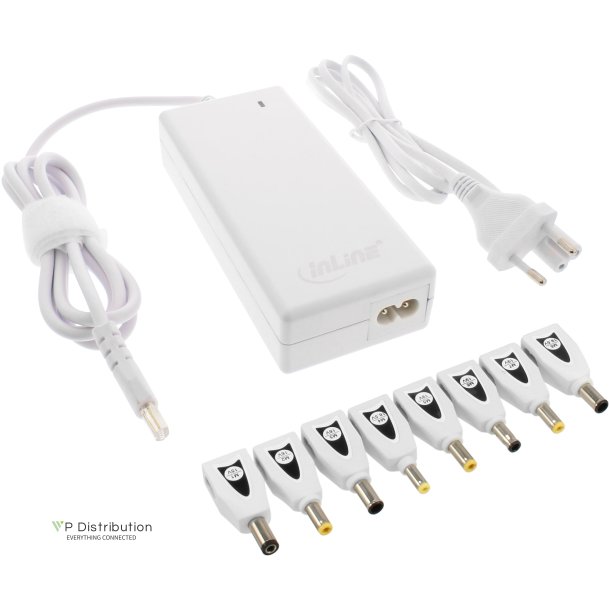 InLine&reg; Power Supply Notebook Adapter 90W USB 100 - 240V white incl. 8 tips