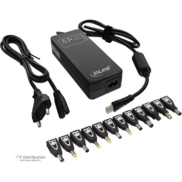 InLine&reg; Power Supply Notebook Adapter 90W + USB 100-240V + 12 tips